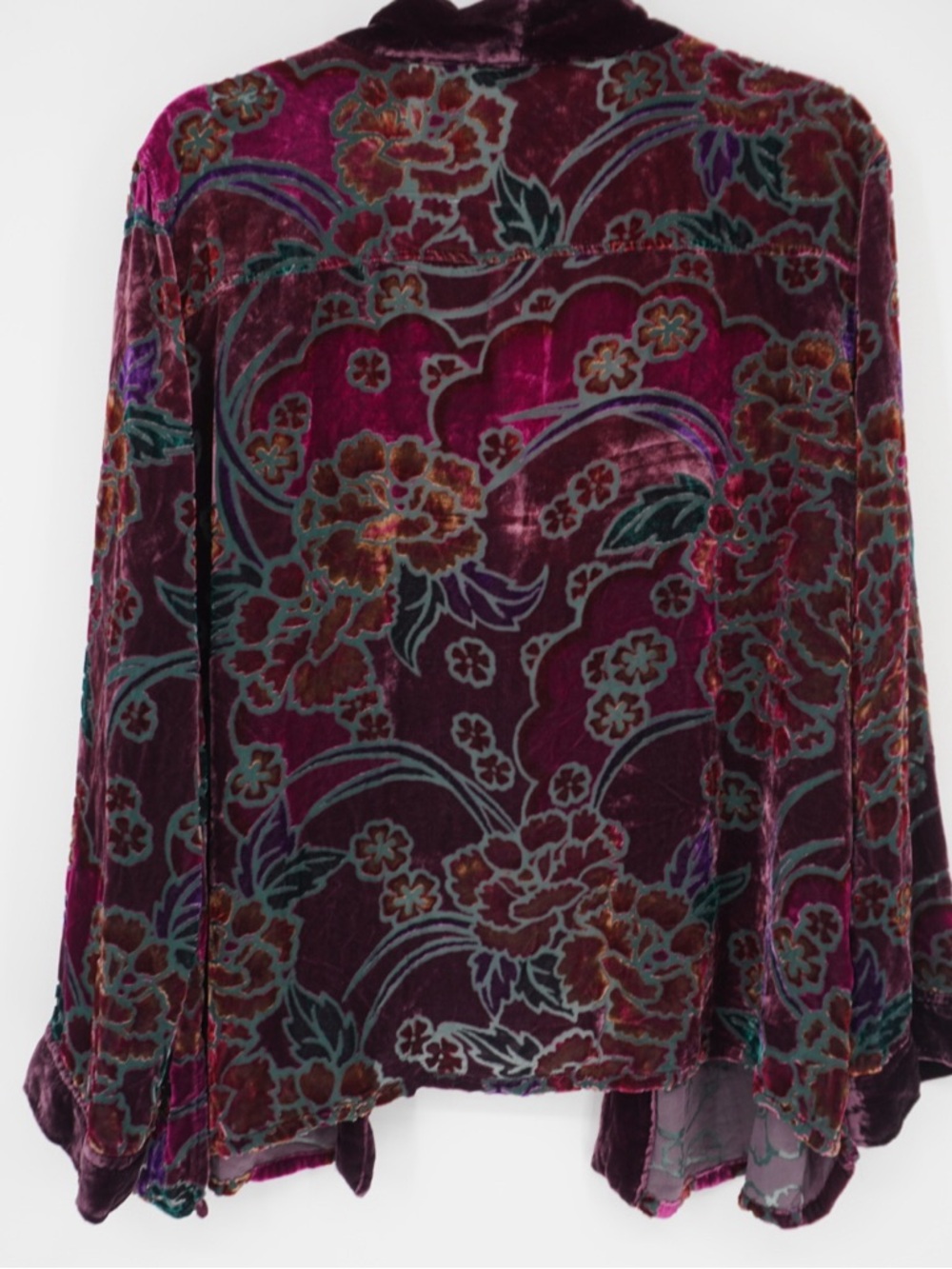 French Laundry Floral Burnout Velvet Long Sleeve Open Front Kimono 2X silk blend - Picture 9 of 10